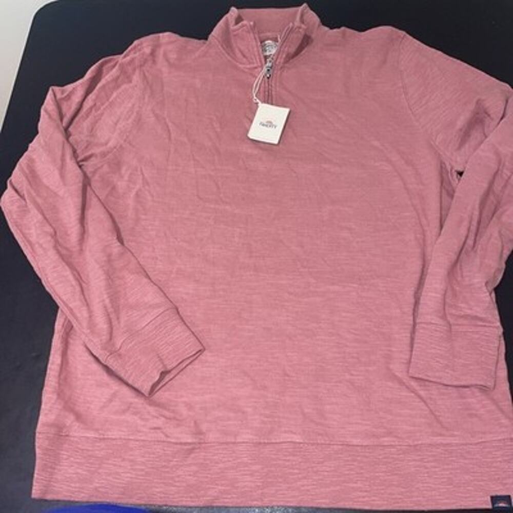 Faherty men's XL Slub Cotton Quarter Zip color:Summer red NWT